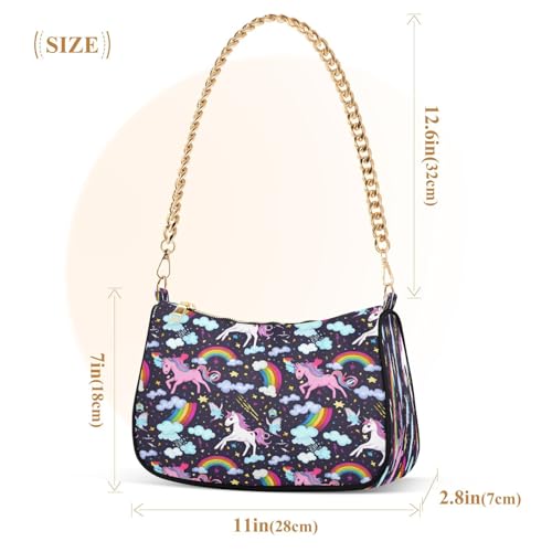 Shoulder Bag for Women Pastel Horse Sparkle Tote Handbag Crossbody Bag with Zipper Closure3
