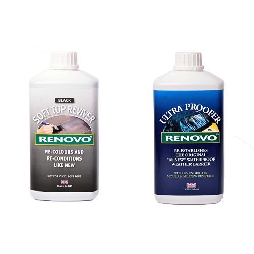 Renovo Bundle includes Soft Top Reviver 1000 ml and Soft Top Ultra Proofer 1000 ml , Black