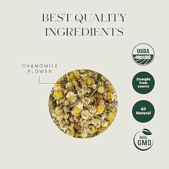 Luxmi Estates Pure Chamomile Tea, 25 Tea Bags (50g, 1.76oz) | USDA Organic Single-Ingredient Whole Chamomile Flowers | Caffeine-Free Calming Herbal Infusion for Sleep, Vegan & Non-GMO