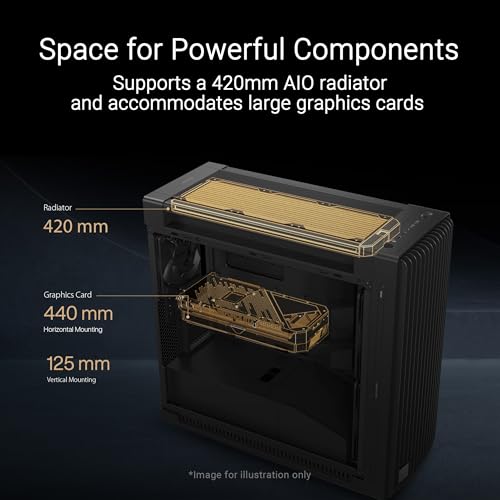 Image of ASUS ProArt PA602 Wood Edition Retro Brown E-ATX Mid-Tower Case with Tempered Glass, 440 mm GPU Support, 420 mm Radiator & 3 Pre-Installed Fans
