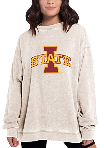 Chicka-d NCAA Iowa State Cyclones Womens Campus Crew Pullover, Oatmeal, Medium (449_NC_PL)