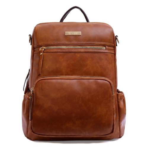 Image of VISMIINTREND Backpack for Woman /Teens Girl, Leather, Stylish, Handbag, Purse,Ladies,Office,Travel,College,Daily-Use,14-inch Laptop Bag, Elegant, Gifts for Women /Girls, Birthday Gift for Wife /Sister