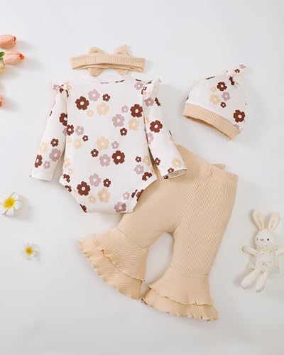 Image of Renotemy Newborn Infant Baby Girl Clothes Summer Outfits Infant Romper Pants Cute Toddler Girl Clothes Gift Set