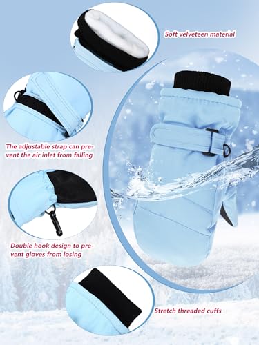 Image of SATINIOR Kids Snow Mittens Waterproof Winter Ski Gloves Warm Thicken Snow Gloves for Girls Boys