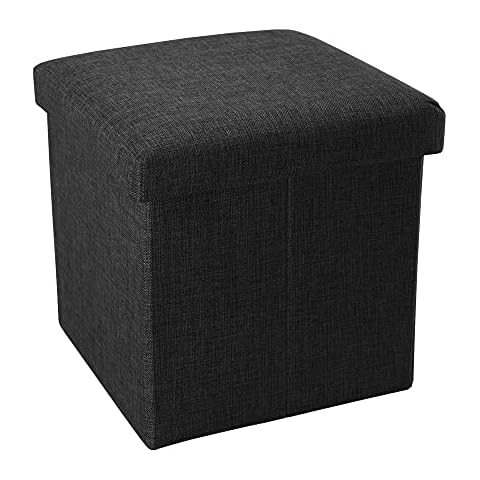 INTIRILIFE Puff Baúl Plegable 30x30x30 cm in Negro Diamante Cover