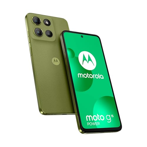 Moto g15 Power 256 Go, Smartphone debloqué, écran 6,72", Appareil Photo 50 MP, Batterie Haute capacité 6000 mAh, Iguana Green, Coque de Protection et câble USB C Inclus