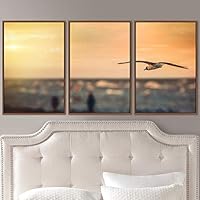 3 Piece Framed Canvas Wall Art Beach Birds Canvas Prints Home Artwork Decoration for Living Room,Bedroom - 16