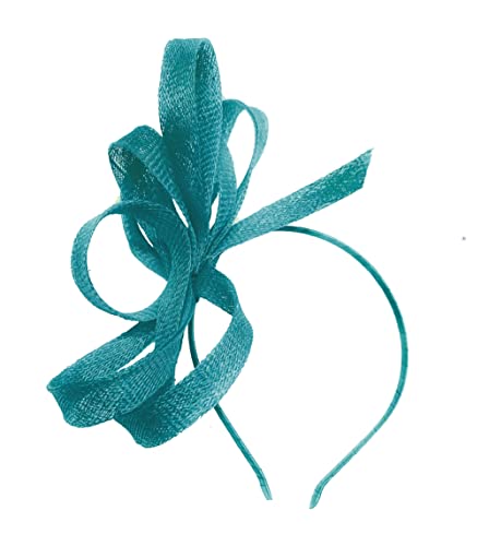 Caprilite Vegan Sinamay Fascinator Headband Wedding Hoop Ladies Day Ascot Races (Teal)