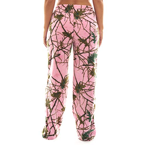 Trailcrest Womens Open Bottom Sleep And Lounge Casual Plush Soft Coral Fleece Camo Pajama Pants, 3X, Pink Camo #TOP2