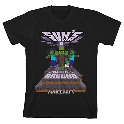Minecraft Sun's Down Zombies Around Youth Black T-Shirt