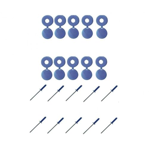 Nieten mit Nietabdeckung für Auto/Auto Motorrad/Roller/Moped Nummernschild, Blau, Packung mit 20