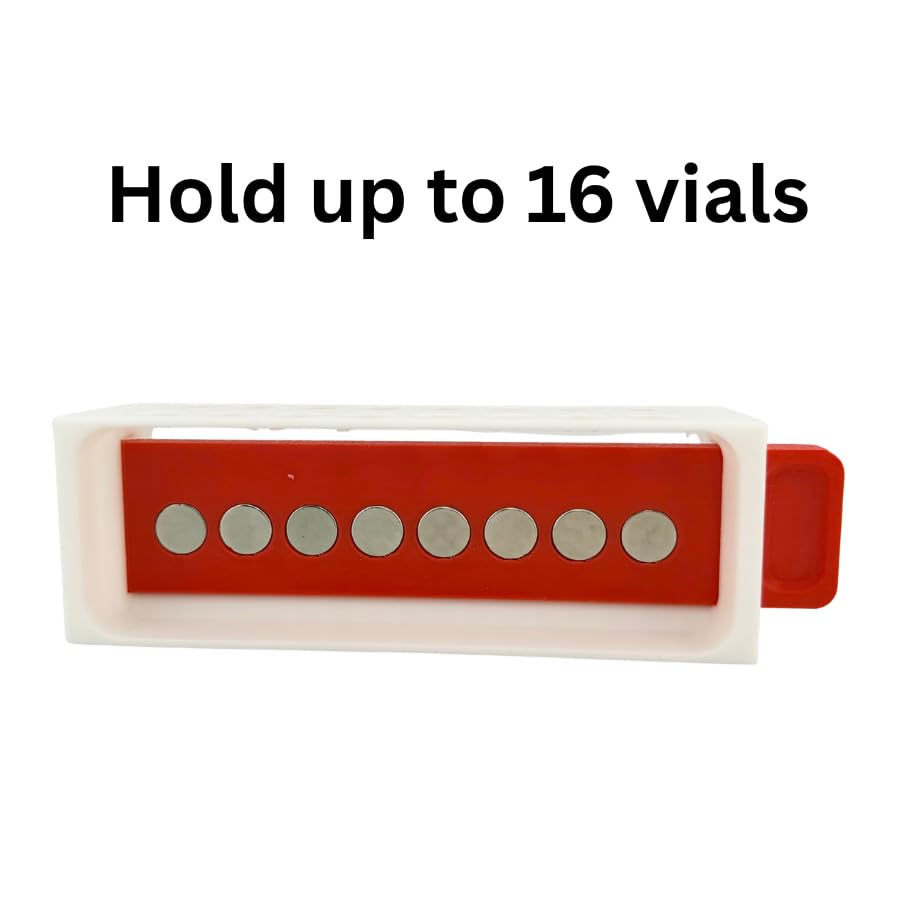 Magnetic Rack Separator for 1.5 mL and 2.0 mL Centrifuge Tubes – 16-Tube Capacity with Sliding Removable Magnets – Made in USA