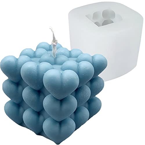 Vela 3D Haciendo Molde De Silicona, Molde De Jabón Hecho A Mano De Aromaterapia De Cristal Epoxi, Artesanía Hecha A Mano Regalos De Bricolaje Decoración del Hogar,6love Heart