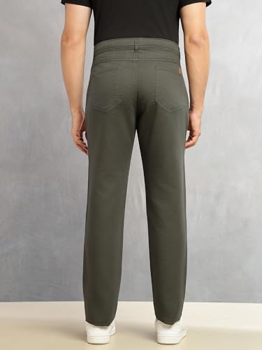 Image of Thomas Scott Men's Smart Straight Fit Chinos Trouser | Mid-Rise | Solid | 5-Pocket Design | Woven Fabric