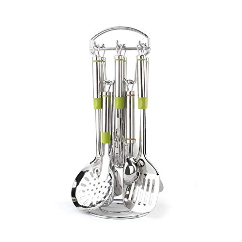 9-teiliges Set aus Edelstahl, Kochutensilien, Suppenkelle, Löffel, Schlitzschaufel, Wender, Pfannenwender, Sieb, Pastaheber, Küchenutensilien