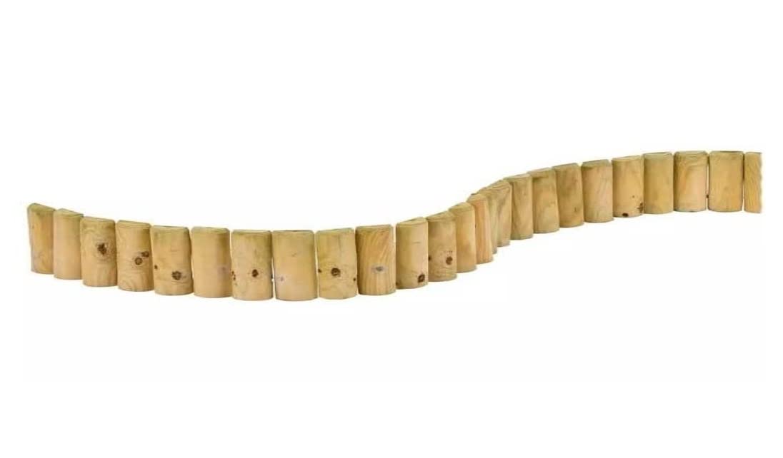 KHAPALWAK Wooden Log Border Rolls, Garden Outdoor Lawn Edging, Half Round Log Rolls wooden edging, Lawn Border Edging (1.8m Long) border edging