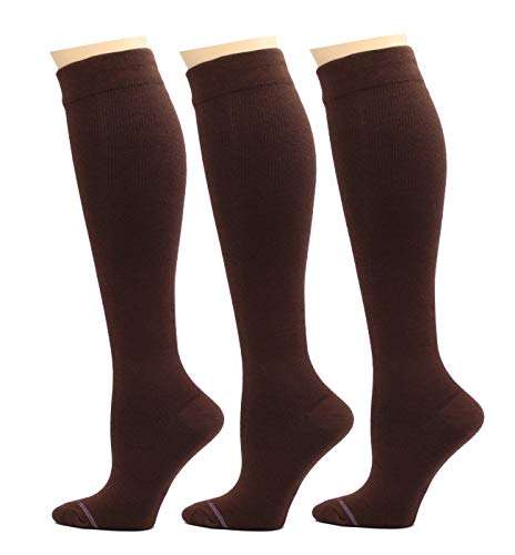 Image of REXX 3 Pairs Women's Knee-high Therapeutic Graduated Anti-Fatigue 8-15mmHg Combed Cotton Compression Socks