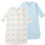 Long Sleeve Sleep Sack 6-12 Months - 100% Cotton Infant Sleep Sack with 2-Way Zipper - 0.5 Tog Wearable Blanket Baby - Lightweight Baby Sleep Sack 6-9 9-12 Months