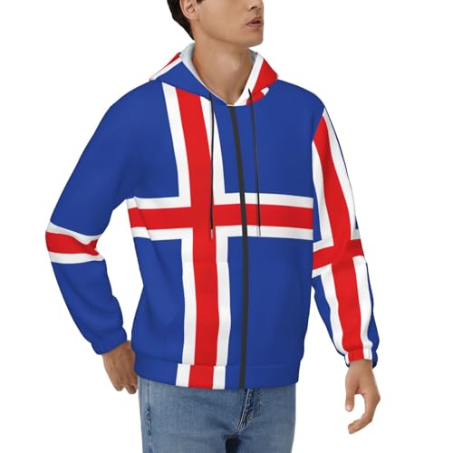 Sweat à capuche Islande homme décontracté, pull manches longues avec cordon de serrage ajustable