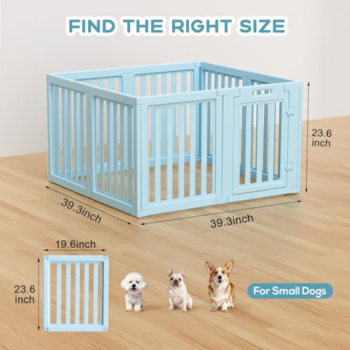 Image of Dog Playpen Indoor,Puppy Playpen,Blue 23.6 inch H,8 Panels | Dog Play Pen Indoors with Open View,Tool-Free Setup,Multi-Shape Setup,Dog Pen for Dogs,Cats & Puppies