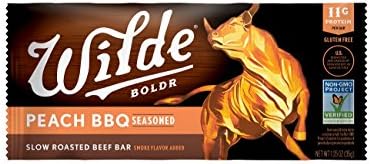 Wilde Brands 1.25 Ounce Slow Roasted Grass Fed Beef Bar, Peach Bbq, 15 Count (Pack of 15)