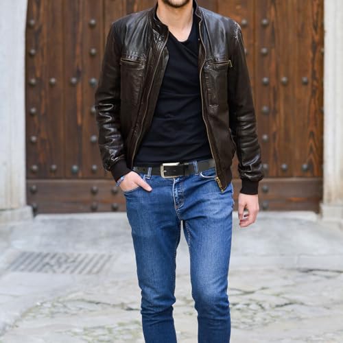 Genuine Leather Classic Casual Belts for men, Mens Handmade Heavy Duty Work Belts 1.5 inches Wide.3