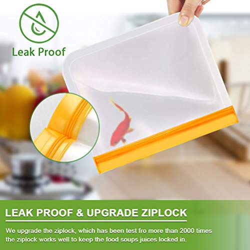 Reusable Storage Bags, 10 Pack BPA Free PEVA Resuable Freezer Bags,Reusable Gallon Bags, Reusable Sandwish Bags, Silicone Food Bags for Women, Men and Kids - Thumbnail 4