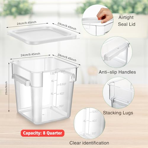Foldtier FOLDTIER-CONTAINER SETS-GOO1784 2 Pieces Square Food Storage Containers Polycarbonate 8 Qt Clear Food Container With White Lid Commercial Food Storage thumb #1
