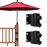 EliteShade USA Deck Umbrella Mount, Heavy Duty Metal Patio Umbrella Base Stand, 2 Piece Outdoor Umbrella Holder for Deck Railing, Black