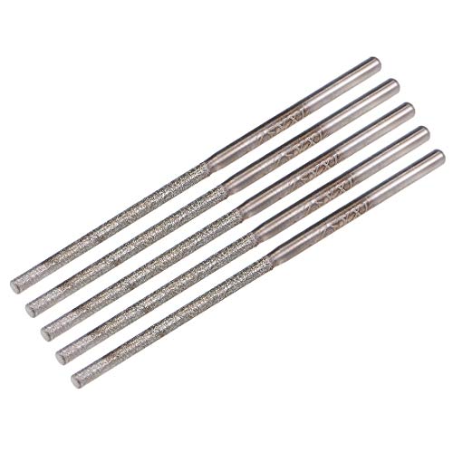 uxcell Mini Diamond Burrs Grinding Drill Bits for Rotary Tool 2.35mm Shank 2.1mm Cylindrical Ball Nose 5 Pcs
