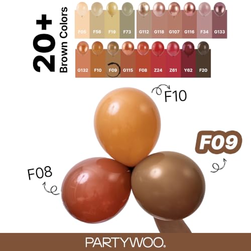 Image of PartyWoo Brown Balloons 120pcs Boho Coffee Tan Fall Color Different Sizes