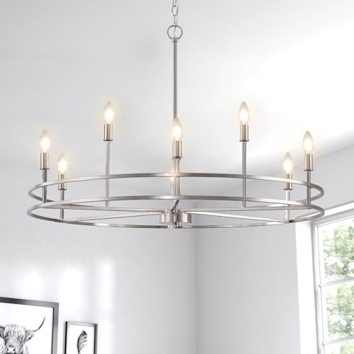 FookChak Modern Brushed Nickel Chandelier 9-Light Master Bedroom Chandelier Light