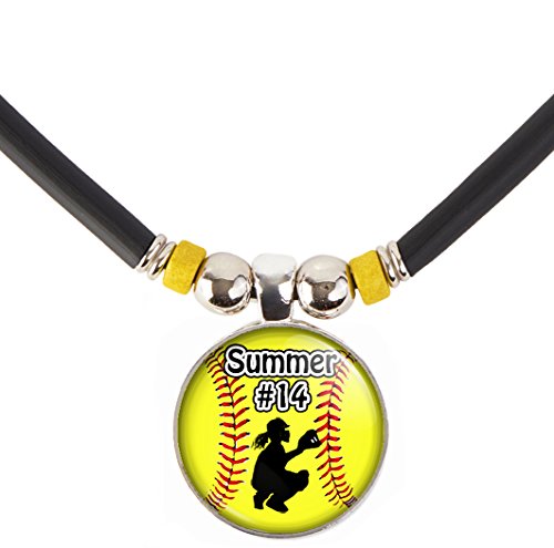 Softball Catcher Charm Necklace- Girls and Women's Softball Pendant Jewelry - Customized Softball