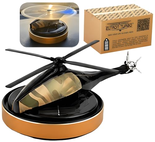 Image of Eltron Turbo Imported Glider Working On Solar Power Car Interior Accessories Decoration Rotating Fan Dashboard Aroma Organic Fragrance Car Perfume (Fouji, Helicopter)