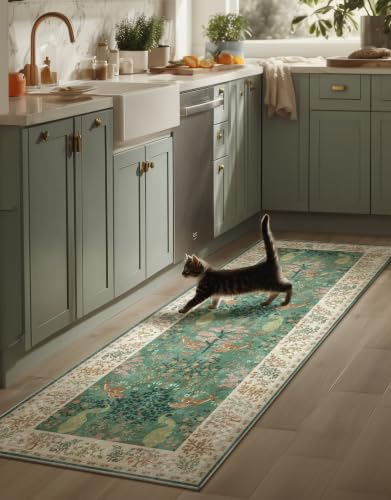 Runner Rug Washable Kitchen Runner: 2'x 6' Hallway Runner Rugs Stain Resistant Non Slip Low Pile Soft Carpet Runners for Hallways Bedroom Entryway Indoor Beside Bathroom Living Room Farmhouse