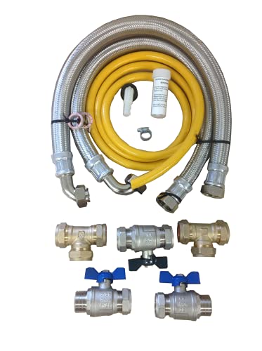 28mm Water Softener Installation Kit 800mm Stainless Steel Hoses