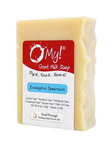 O My! Goat Milk Soap :: All Natural Hand, Face & Body Soap, 6 Oz. Bar :: Handmade in USA with Farm Fresh Goat's Milk :: Lightly Scented, Non Drying, Cruelty Free, Eucalyptus Spearmint