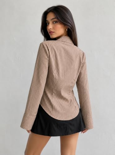 Image of Women Shirt||Women Relaxed Fit Vertical Striped Spread Collar Cotton Casual Shirt (S-12-19)