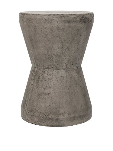 SAFAVIEH Modern Outdoor Cement Stool, in Dark Grey, 31 X 31 X 43.94