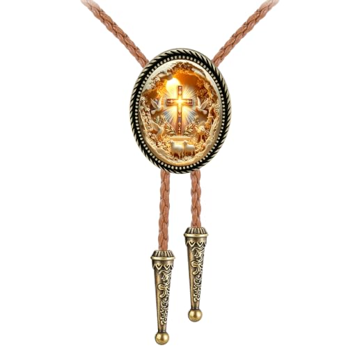Image of Jeilwiy Bolo Tie for Men Western Cowboy Gothic Bolo Tie Necklace Halloween