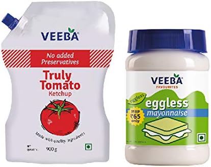 Truly Tomato Ketchup - No Added preservatives 900g and Eggless Mayonnaise 250g - Pack of 2