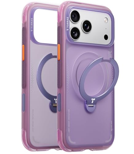 Image of TORRAS Ostand Q3 Air for iPhone 17 Pro Max Case with 360 Magnetic Stand, Fit for MagSafe, Mil-Grade Drop Tested, Camera Control Button, Shockproof Phone Case for iPhone 17 Pro Max 6.9 inch, Aurora Purple
