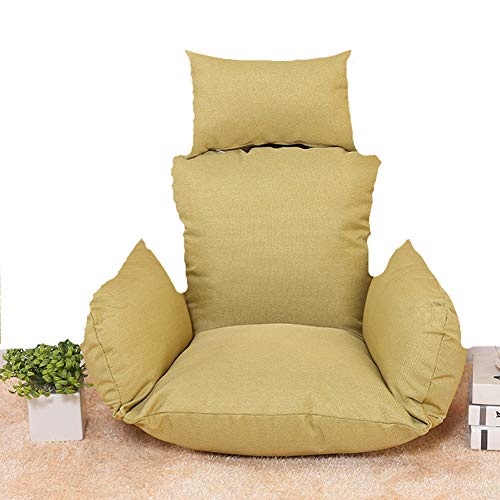 QJIAXING Swing Cushion for Hanging Basket Green Washable Thick Heightening Breathable Linen Comfort Hanging Egg Hammock Chair Cushions