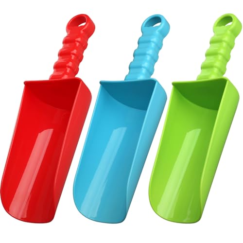 LNCOJOLM 3 PCS Thick 9" Beach Shovel Spade Scoop Trowel Sand Toys for Kid Toddler Adult, Plastic Heavy Duty Garden Digging Planting Shovel Tool Kit Sandbox Toys Gift Set Party Favor