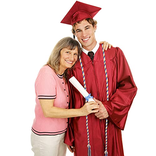 Image of Trounistro 8 Pieces Graduation Cords Yarn Honor Cords with Tassel for College Graduation Students (Gold Blue with White)