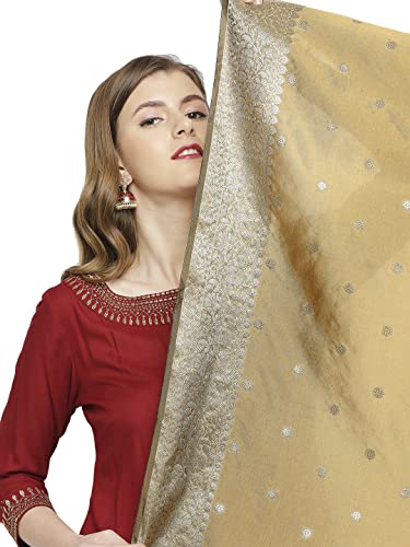 DUPATTA BAZAAR Women's Gold Banarasi Silk Dupatta