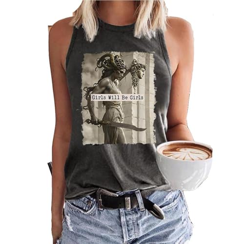 Girls Will Be Girls Medusa Tank Top Feminist Funny Tee Girls Will Be Girls Tank Top Feminism Shirts for Women