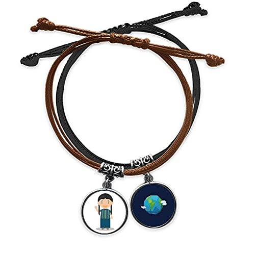 Guatemala pulsera tradicional con cuerda de la tierra y cuero genuino
