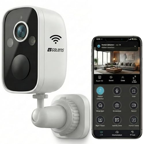 Image of Golens WC09K 2K WiFi Security Camera Outdoor, 5000mAh Rechargeable Battery Powered CCTV Camera, Color Night Vision, AI Motion Detection, Two-Way Audio, Sound & Light Alarm, Waterproof Heavy-Duty