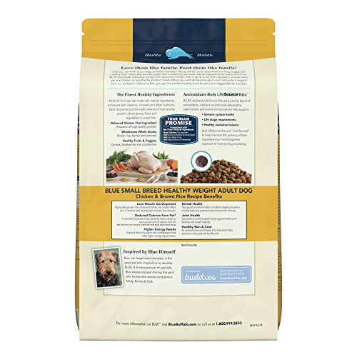 Blue Buffalo Life Protection Formula Natural Adult Small Breed Healthy Weight Dry Dog Food, Chicken and Brown Rice 15-lb